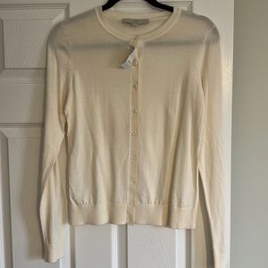 Ann Taylor LOFT cream long sleeve button up cardigan sweater